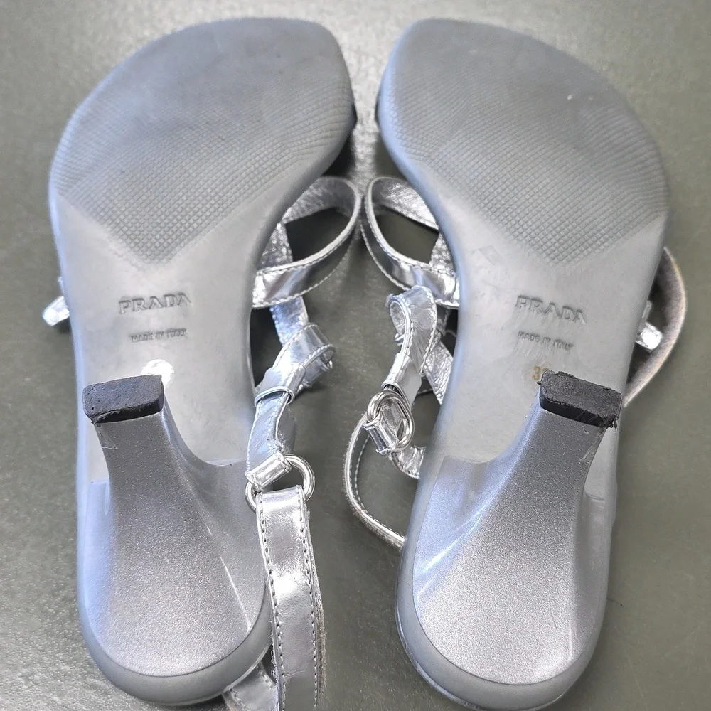 Vintage Y2k Silver Prada Shoes 90s Sz 39 - Picture 4 of 5